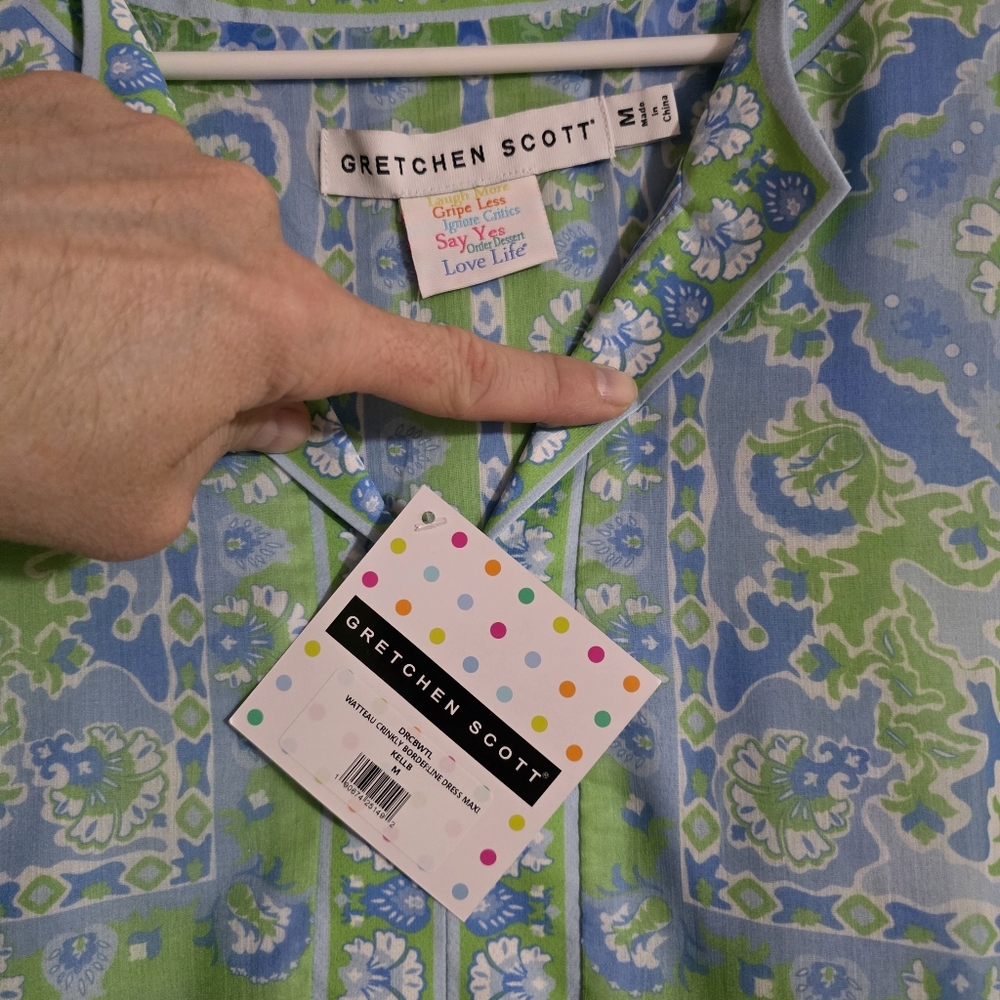 NWT Gretchen Scott Watteau Crinkly Borderline Maxi Dress Size Medium - Picture 2 of 10
